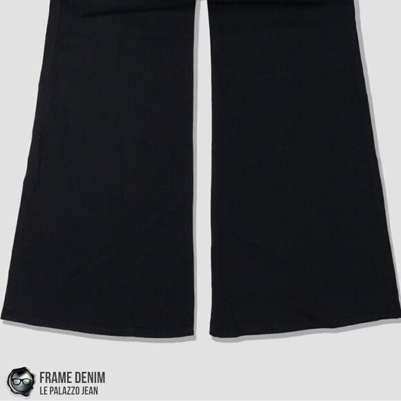 FRAME DENIM LE PALAZZO JEANS IN FILM NOIR DARKEST BLACK WIDE LEG TROUSERS NEW - Picture 9 of 16